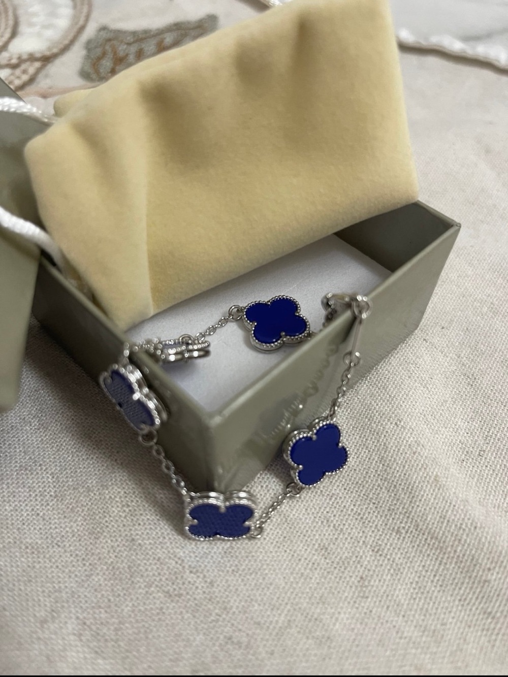 Blue Clover Link Bracelet - Silver Tone Women's Jewelry